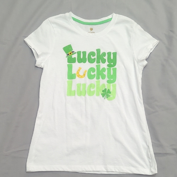 Other - Tshirt St. Patrick's Day White and Green Girls Xlg
